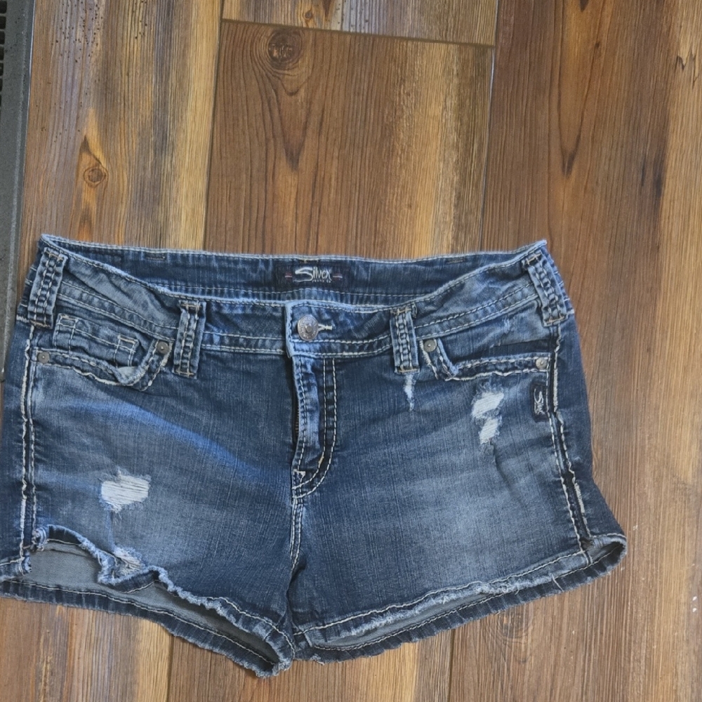 Silver Jeans Blue Distressed Jean Shorts Casual Cut-Off
